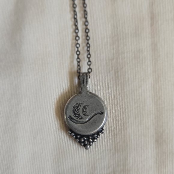 Moonglow Pewter Waxing Moon Phase Glow In The Dark Pendant Necklace 16" - Picture 2 of 5